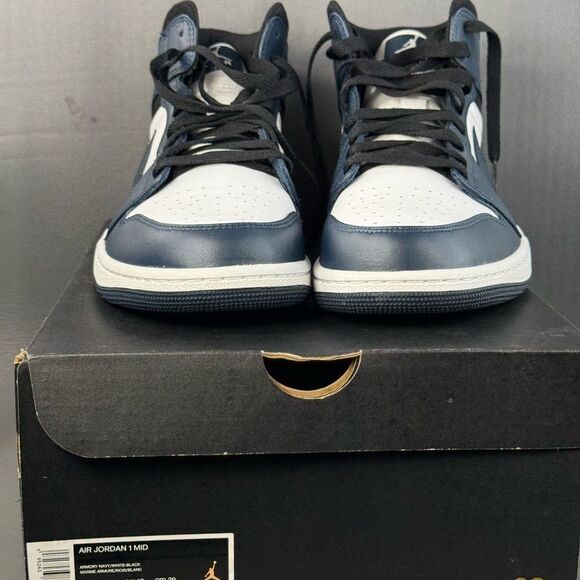 Nike Air Jordan 1 Mid 'Armory Navy' athletic sneaker shoes men’s size 11 - Picture 10 of 12